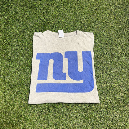 NY Giants grey NY logo tee Size Large USED v14008