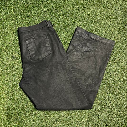 Rick Ownes Poterville fw24 Waxed Leather Black Pants Size 34 USED x13228