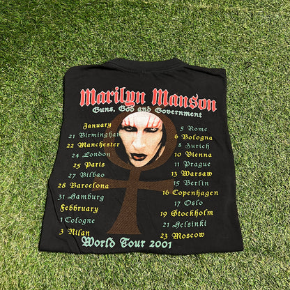 Marilyn Manson Bootleg 2001 Tour Black Tee Size Small USED v13976