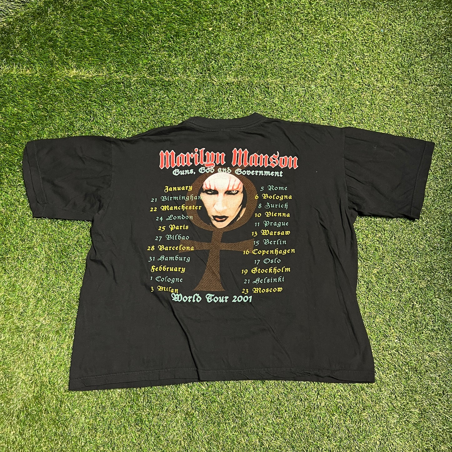 Marilyn Manson Bootleg 2001 Tour Black Tee Size Small USED v13976