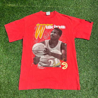 1989 Starter Dominique Wilkins Red Tee Size Medium USED v13978