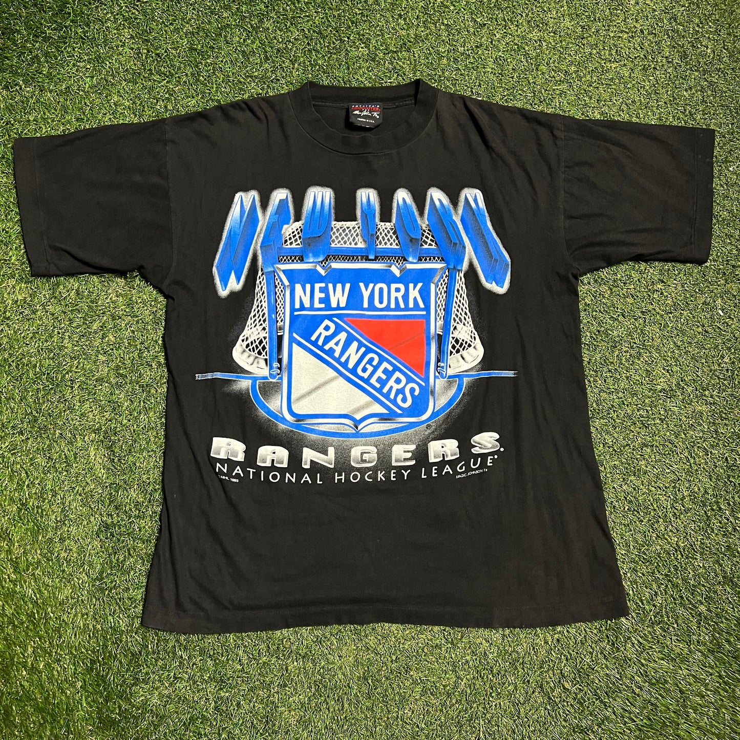 1993 New York Rangers Black Tee Size Large USED v15791