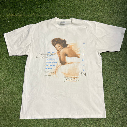 1994 Janet Jackson Summer Tour White Tee Size XL USED v8962