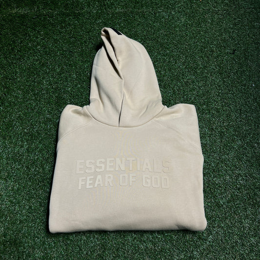 Essentials Fear of God Spellout Tan Hoodie Size XL NEW x11424