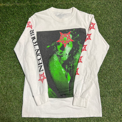 Playboi Carti Neon Tour Girl on front White Longsleeve Size Medium USED v2636