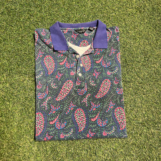 1990s Christian Dior AOP Floral Print Polo Tee Size Large USED v15798