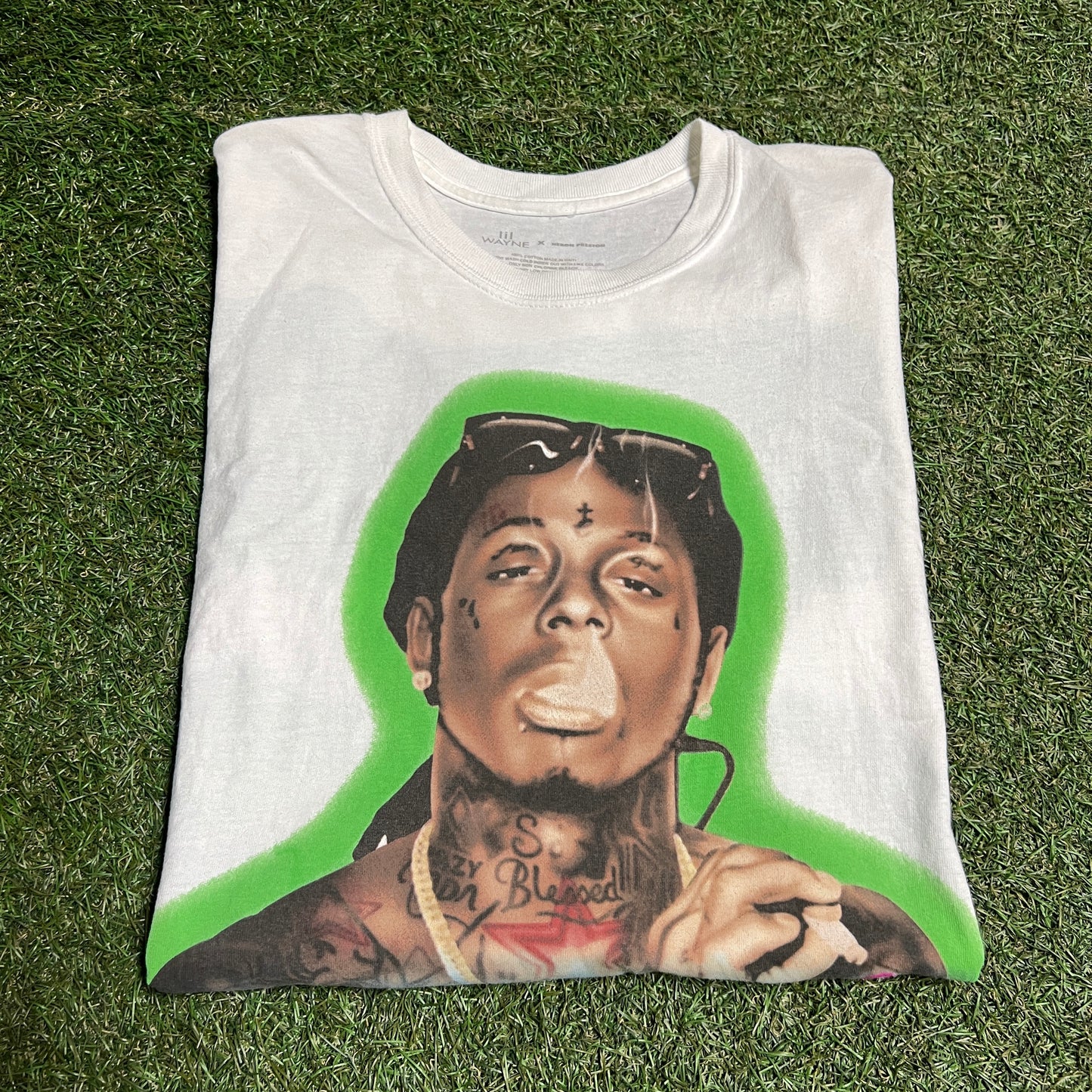 Lil Wayne Heron Preston The Carter V White Tee Size Large USED x3585