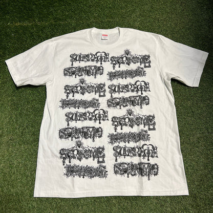 Supreme Wombat Barbed Wire Black Font Tee White Size XL USED x12321