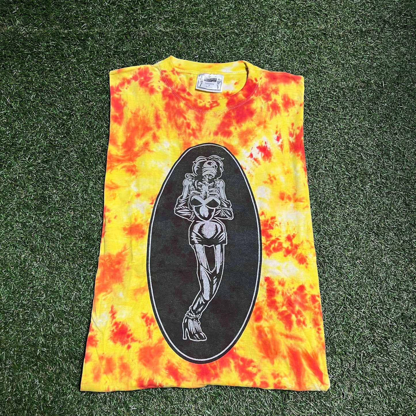 1994 Die Arzte Tour Yellow Red Tie Dye Tee Size XL USED v14023