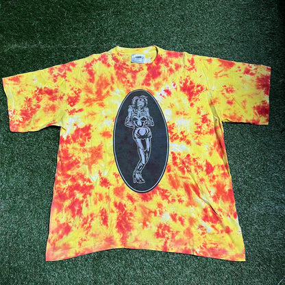 1994 Die Arzte Tour Yellow Red Tie Dye Tee Size XL USED v14023