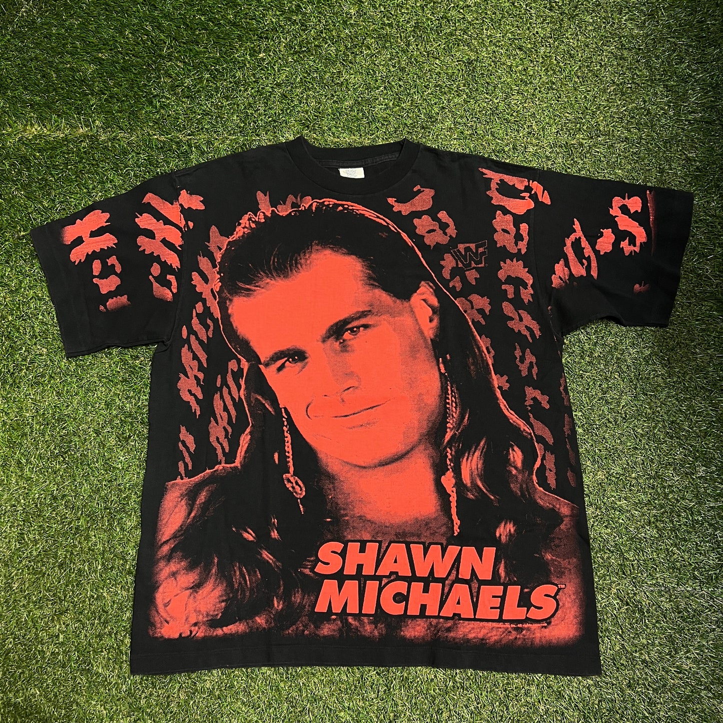 1995 Shawn Michael Full Print WWF Tee Size XL USED v14025