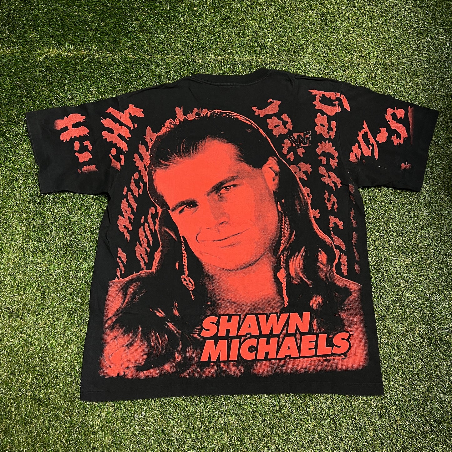 1995 Shawn Michael Full Print WWF Tee Size XL USED v14025