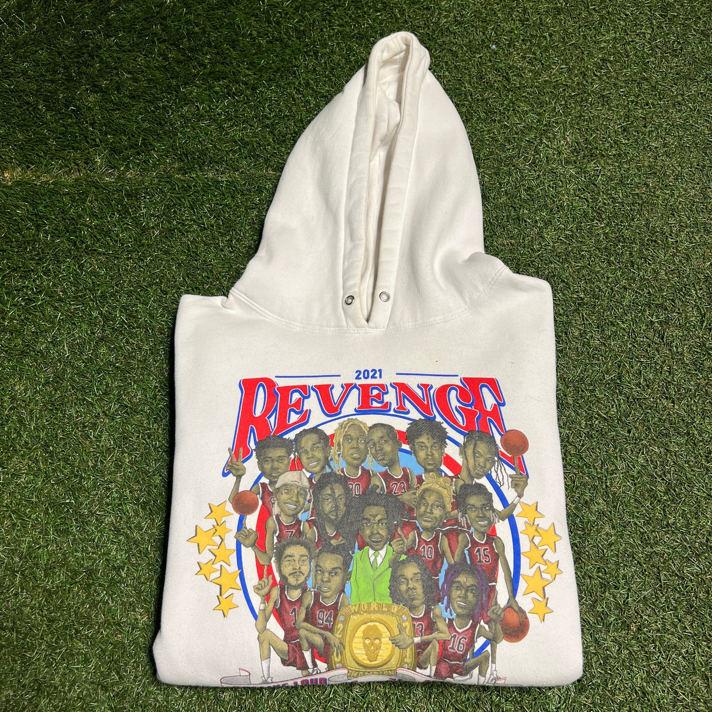 Revenge Rolling Loud 2021 Miami Team White Hoodie Size XL USED x12380