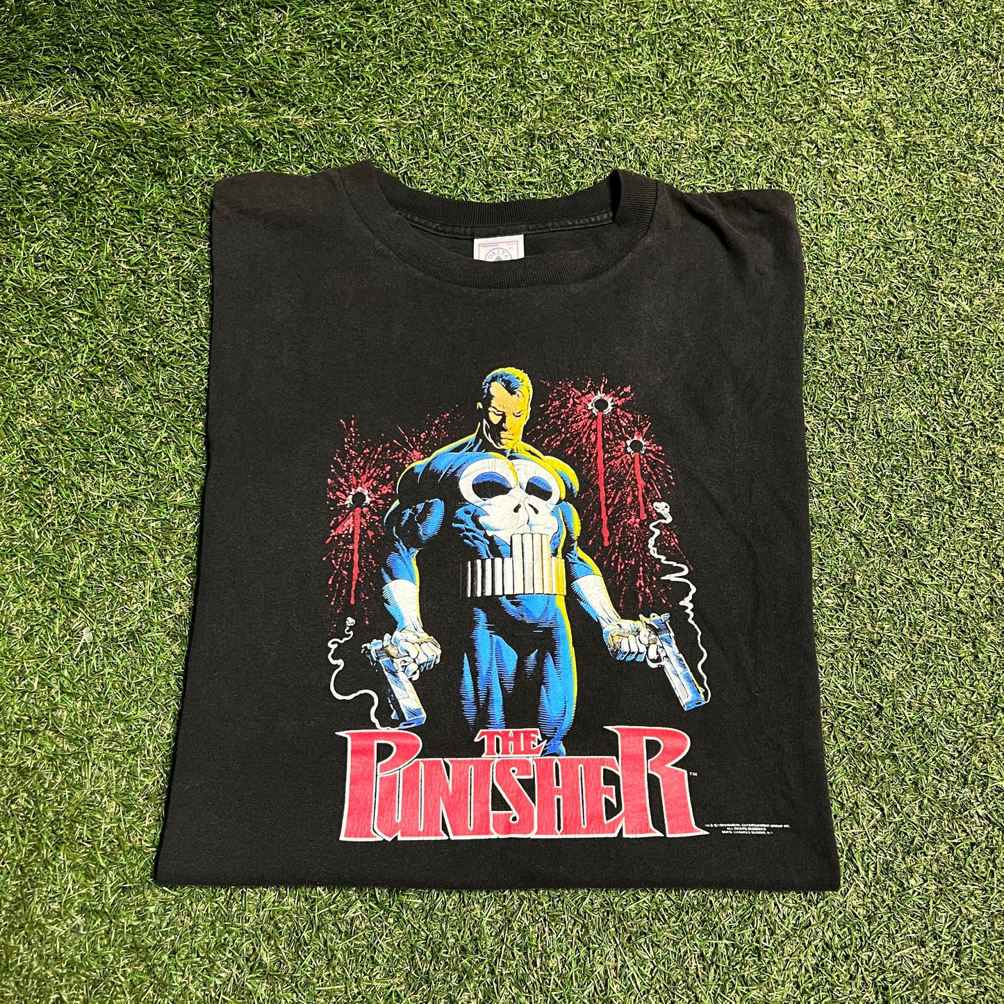 1989 The Punisher Marvel Delta Tag Black Tee Size XL USED v15817