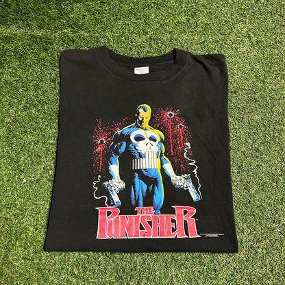 1989 The Punisher Marvel Delta Tag Black Tee Size XL USED v15817