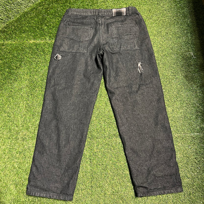 Dime Flannel Lined Jeans Black Size 36 USED v14852