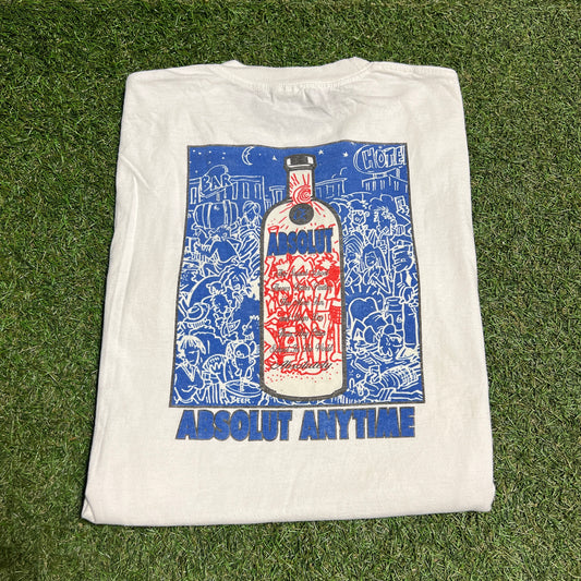 Absolut Vodka Longsleeve Tee White Size Large USED s14844
