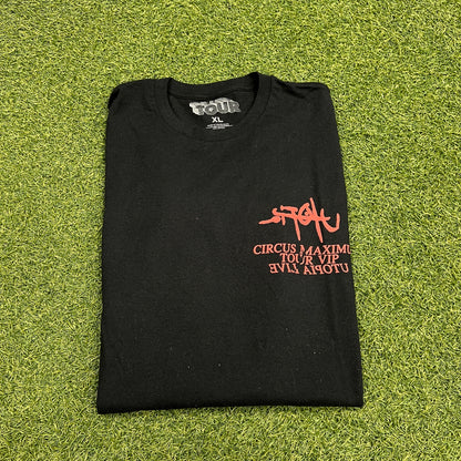 Travis Scott Utopia Circus Maximus Tour VIP Black Tee Size XL USED x12415