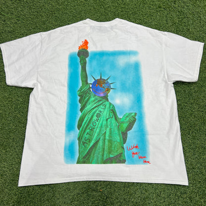 Travis Scott Astroworld MSG Statue of Liberty White Tee Size XXL USED x12417