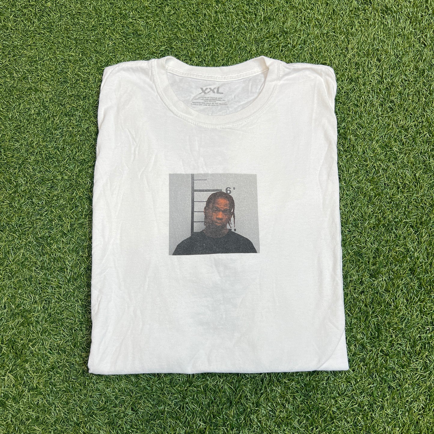 Travis Scott Free The Rage Prison Photo White Tee Size XXL USED x11510