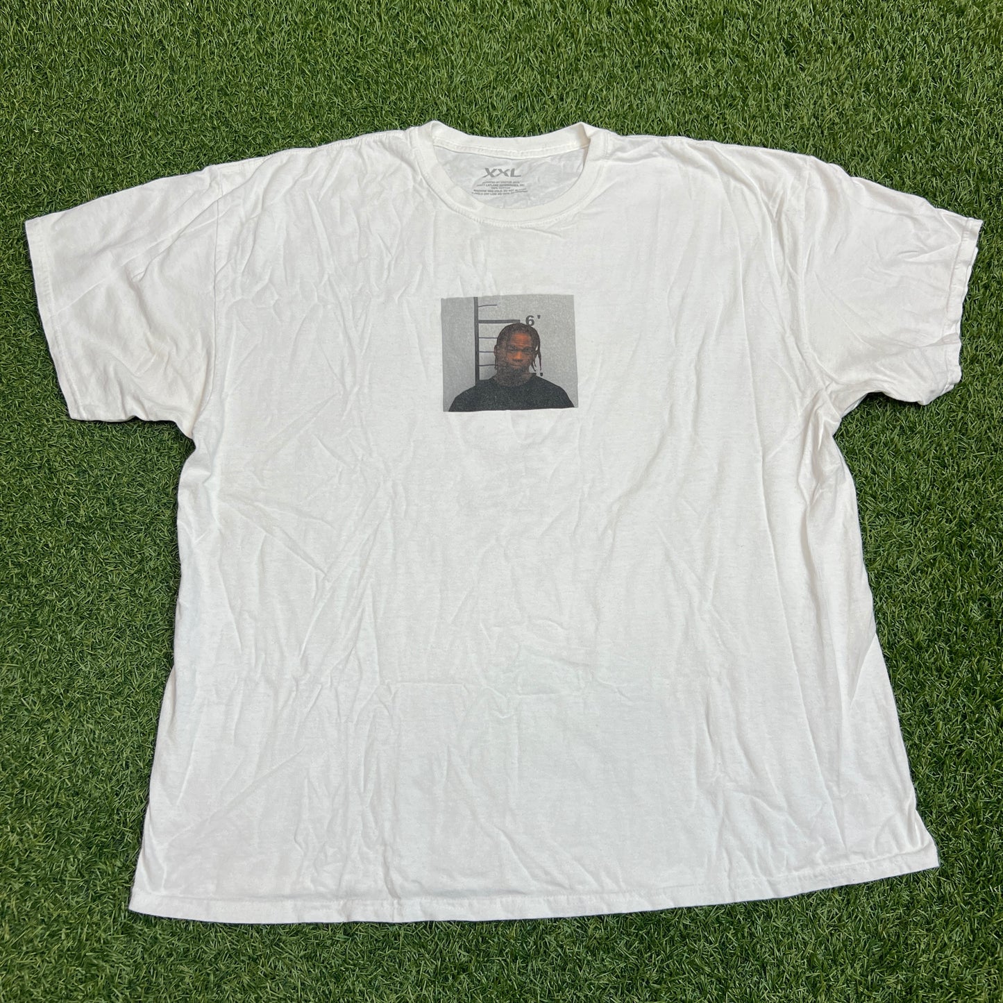 Travis Scott Free The Rage Prison Photo White Tee Size XXL USED x11510