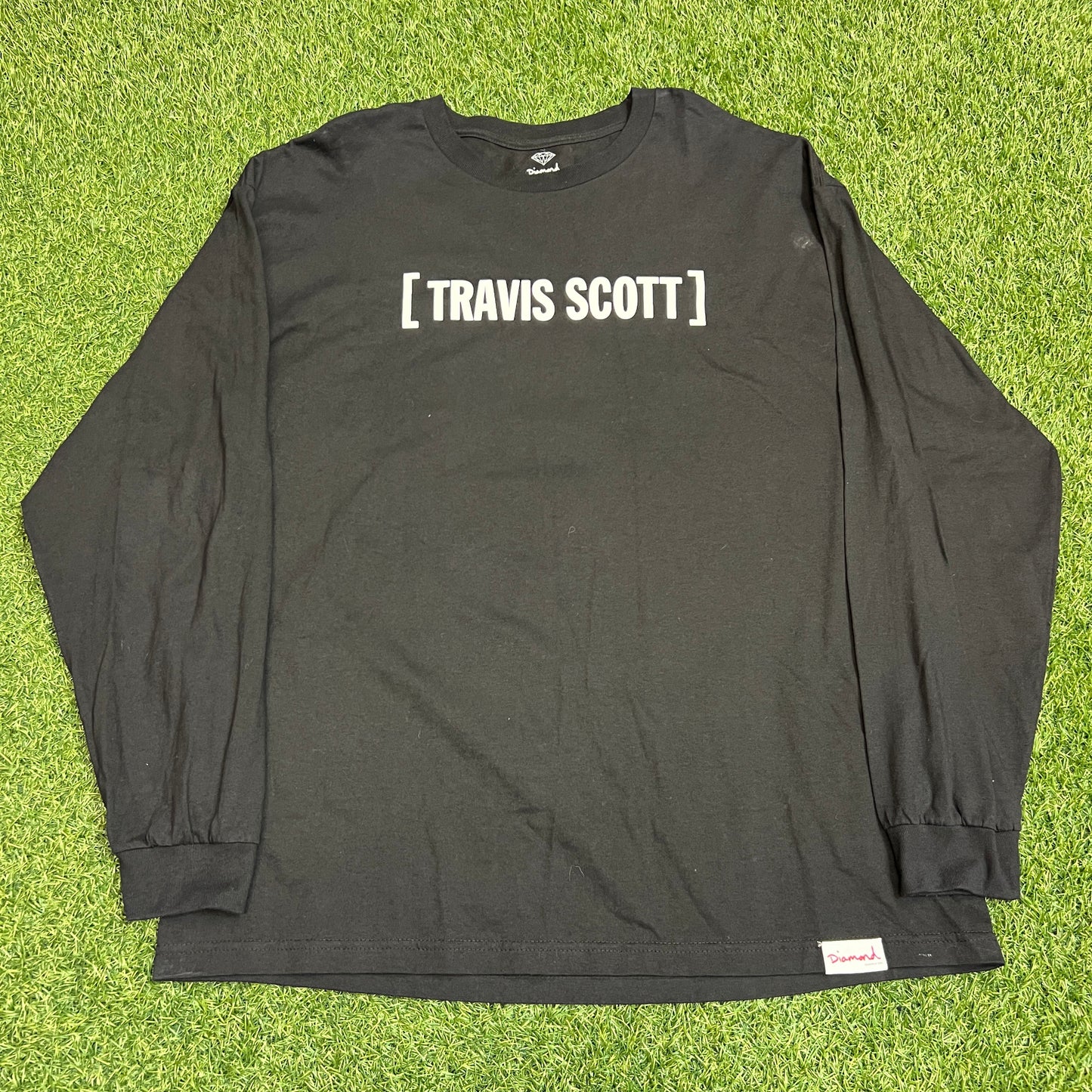 Travis Scott Diamond Supply Red Cross Black Long Sleeve Size XXL USED x11498