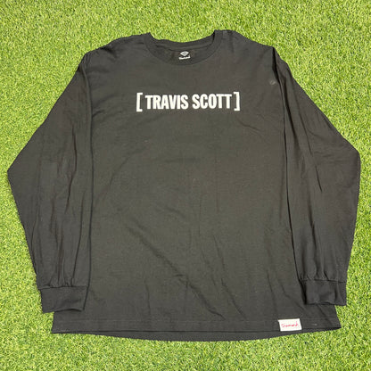 Travis Scott Diamond Supply Red Cross Black Long Sleeve Size XXL USED x11498