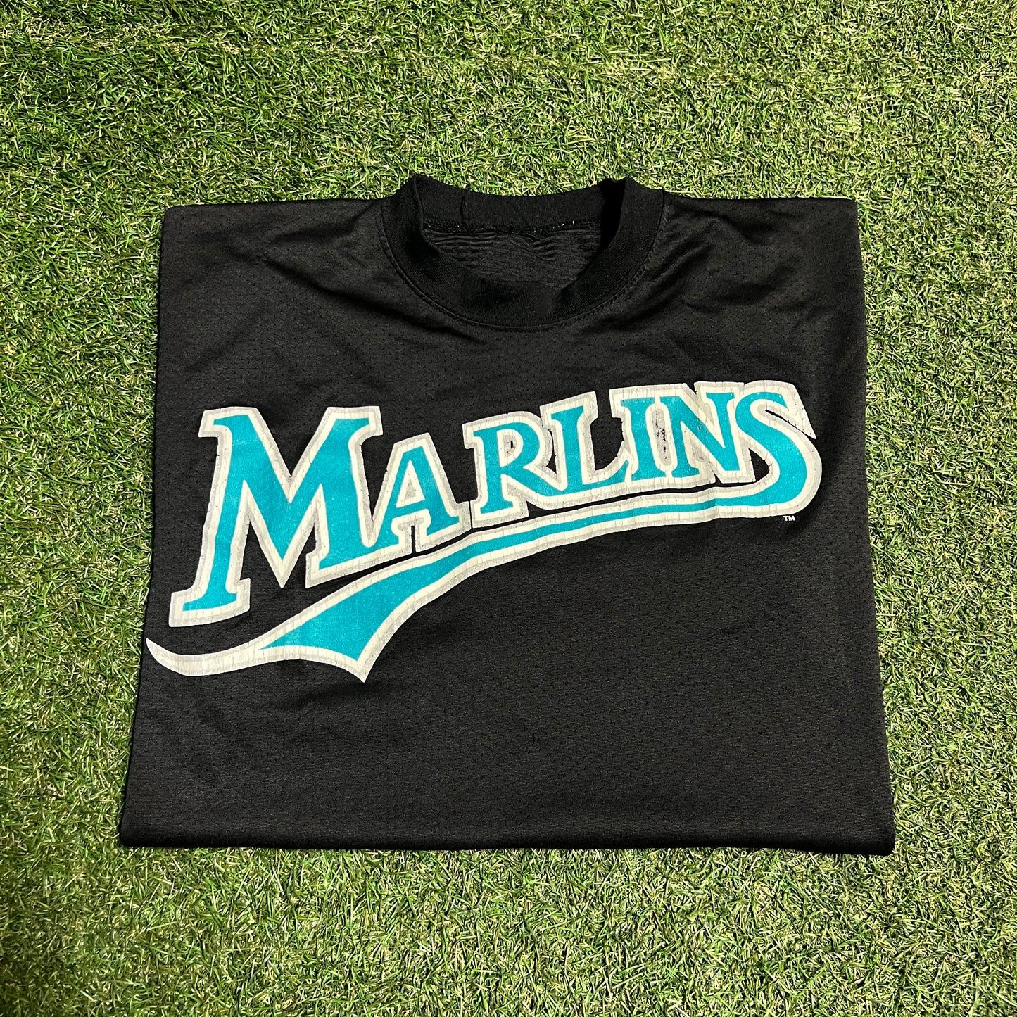 2000s Basic Miami Marlins Black Jersey Size Large USED v15839