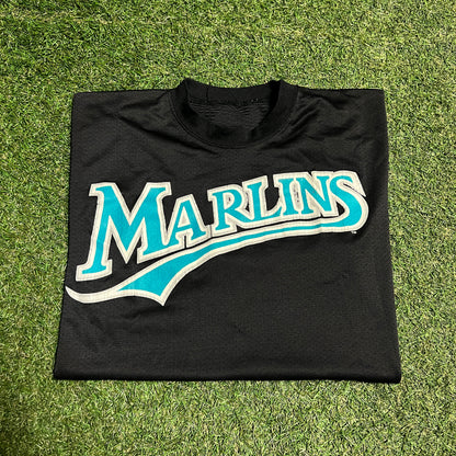 2000s Basic Miami Marlins Black Jersey Size Large USED v15839