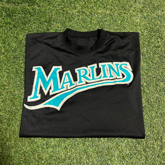 2000s Basic Miami Marlins Black Jersey Size Large USED v15839