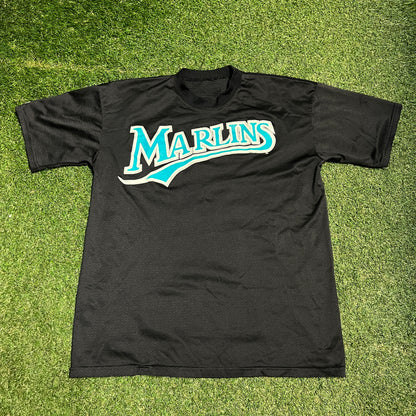 2000s Basic Miami Marlins Black Jersey Size Large USED v15839