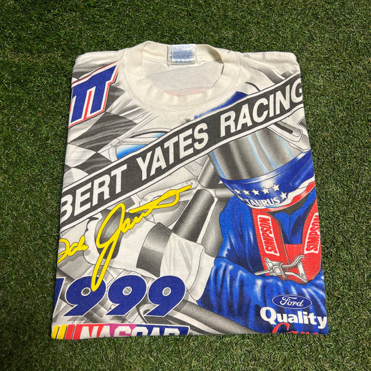 1999 Dale Jarrett Winston Cup Champion AOP White Tee Size Large USED v15842