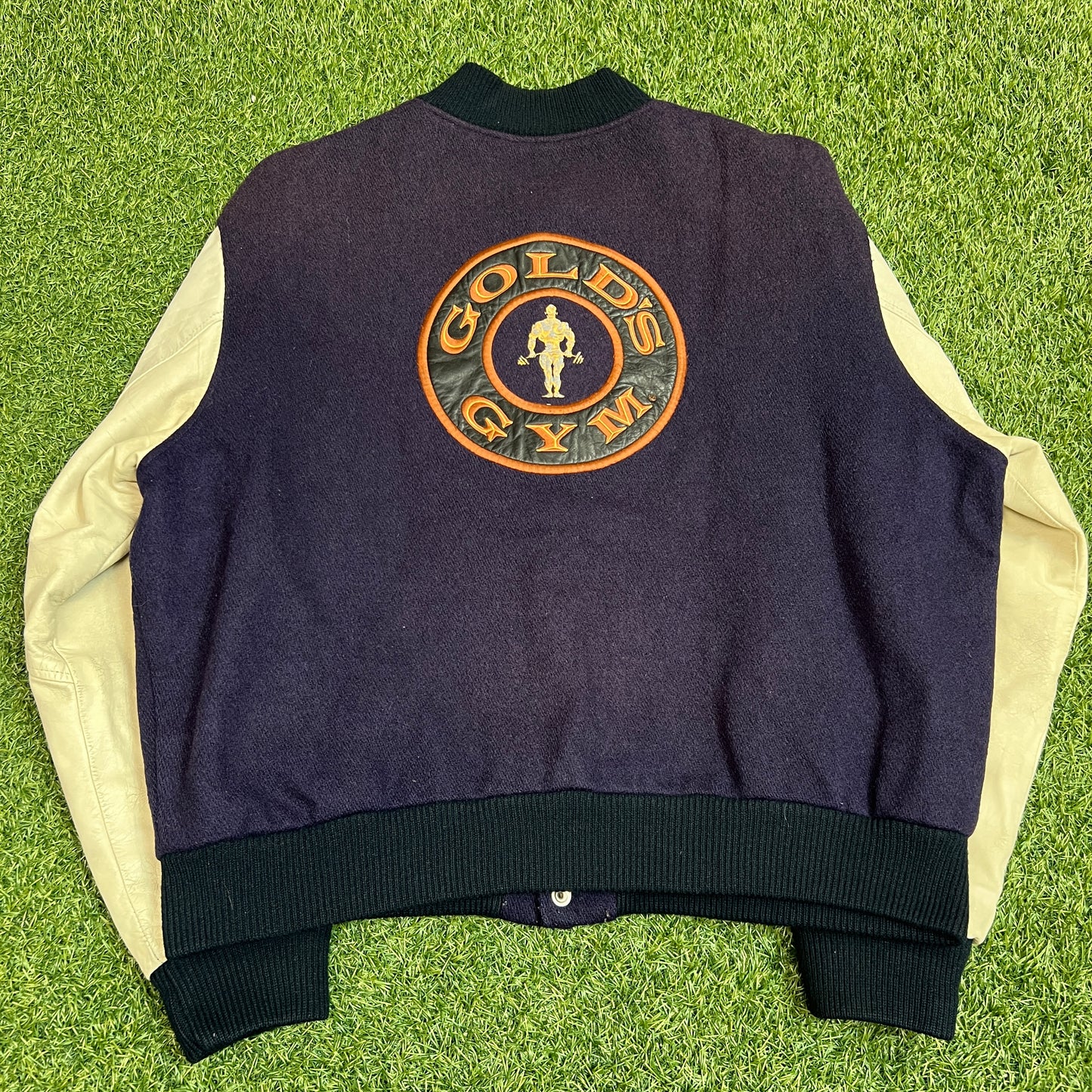 1990s Golds Gym Varsity Jacket Embroidered Back Patch (ripped pockets) Size XL USED v14040