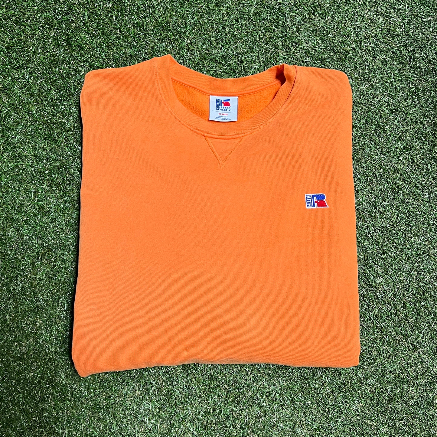 Kith Russell Athletic Crewneck Orange Size XL USED x11457