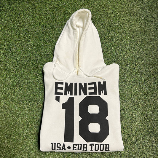 2018 Eminem Euro Tour White Hoodie Size Large USED v5226