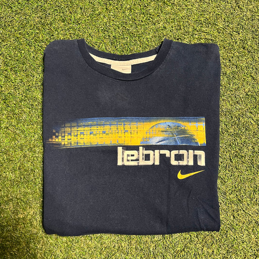 2005 Nike Lebron James Face Blue Tee Size XL USED v8719