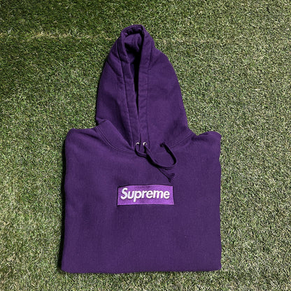 Supreme Box Logo Purple Hoodie Size Small USED x11564