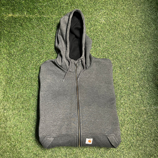 Carhartt Thermal Lined Grey Zip Up Hoodie Size 3XL USED v14902