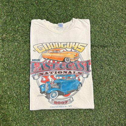 2007 Goodguys Fast Coast White Tee Size Large USED v15902