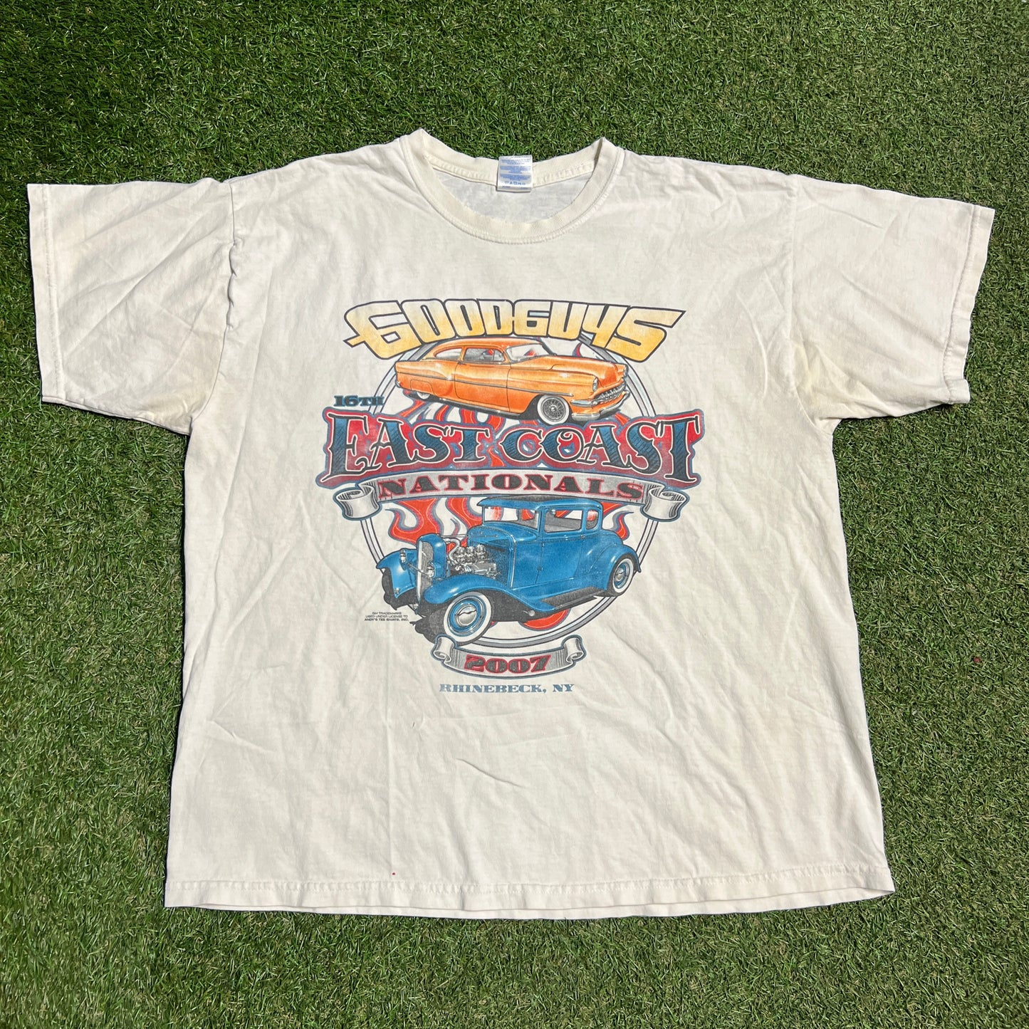 2007 Goodguys Fast Coast White Tee Size Large USED v15902