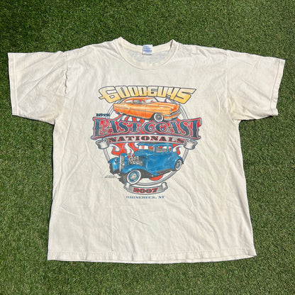 2007 Goodguys Fast Coast White Tee Size Large USED v15902