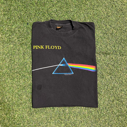 1992 Brockum Tag Pink Floyd Dark Side of the Moon Black Tee Size Large USED v15898