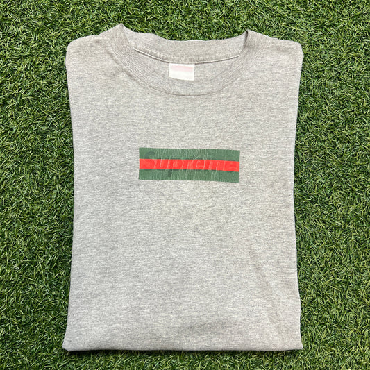 Supreme 2000 Gucci Box Logo Grey Tee Size XL USED x2239