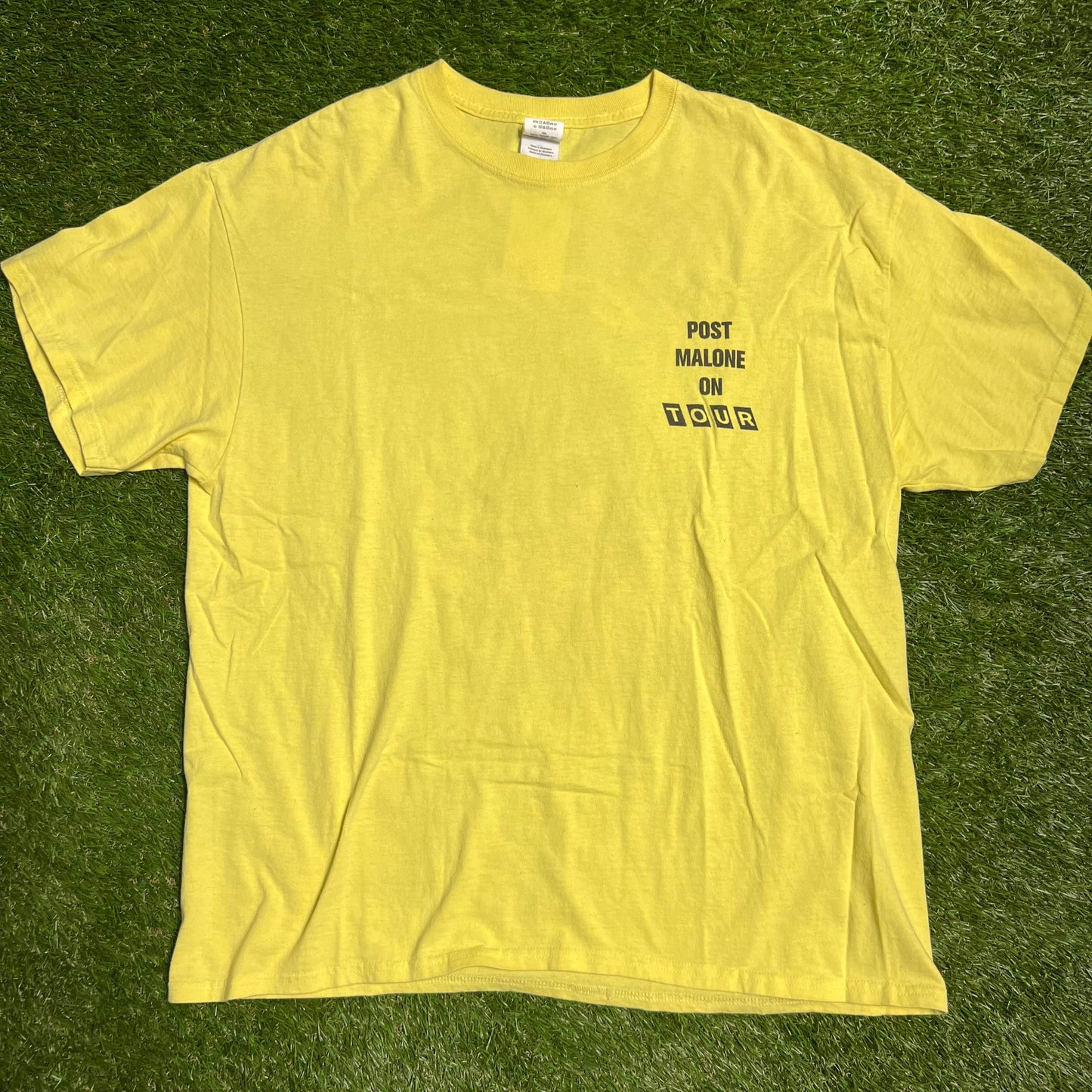 Post Malone Stoney Tour Yellow Tee Size XL USED v1980