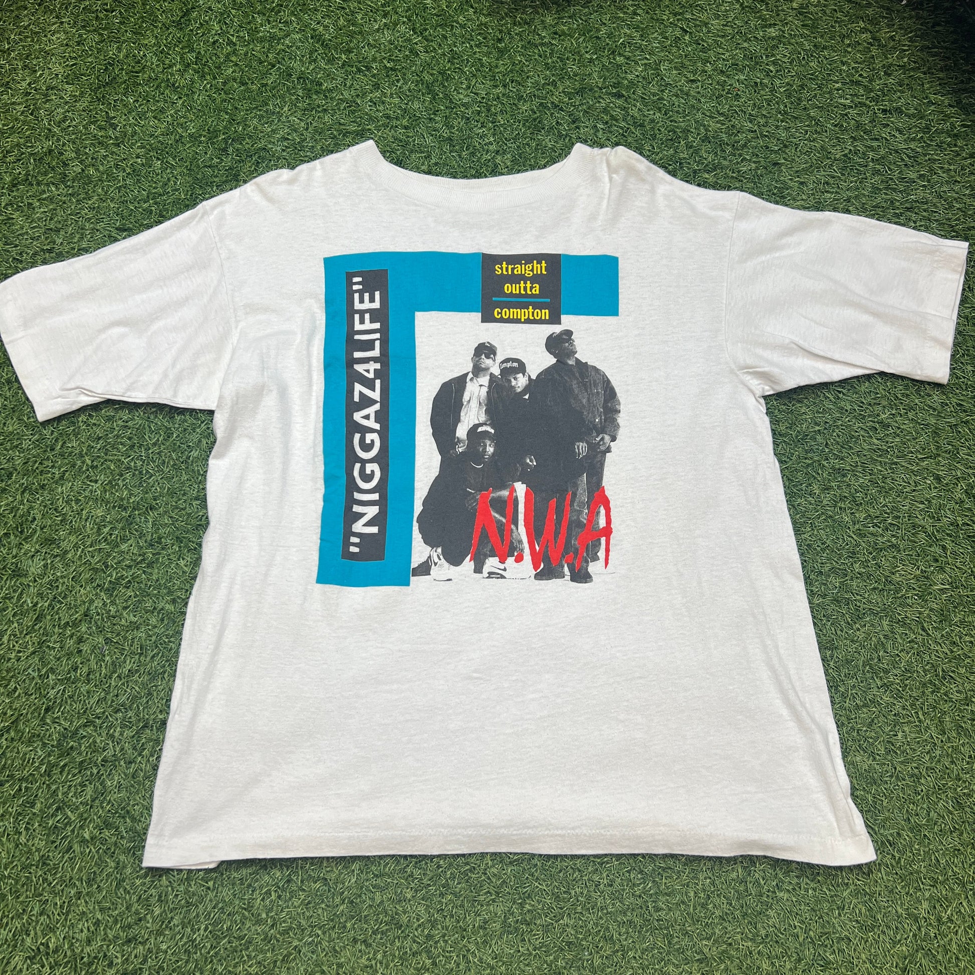 Straight Outta Compton NWA Tee White/Blue Size XL USED v5639