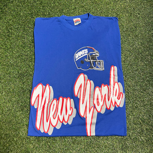 Nutmeg Giants Helmet New York Big Text Blue Tee OS USED v13899