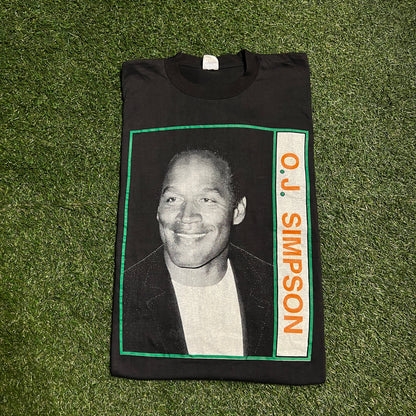 OJ Simpson Free The Juice Rap Style Tee Size XL USED DRY ROT v11568