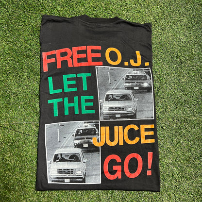 OJ Simpson Free The Juice Rap Style Tee Size XL USED DRY ROT v11568