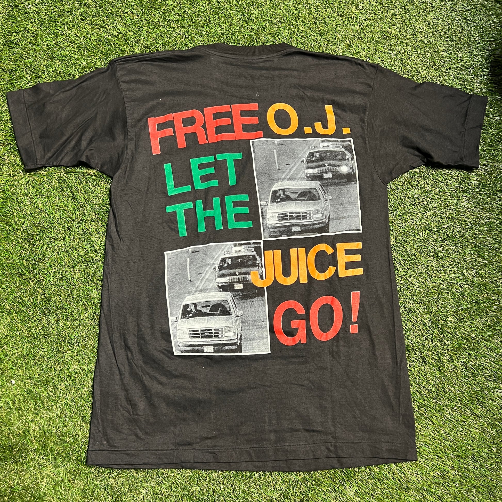 OJ Simpson Free The Juice Rap Style Tee Size XL USED DRY ROT v11568