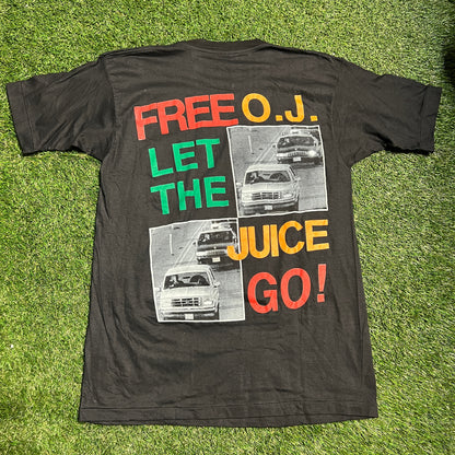 OJ Simpson Free The Juice Rap Style Tee Size XL USED DRY ROT v11568